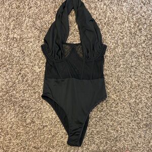 SHEIN Black Halter Bodysuit